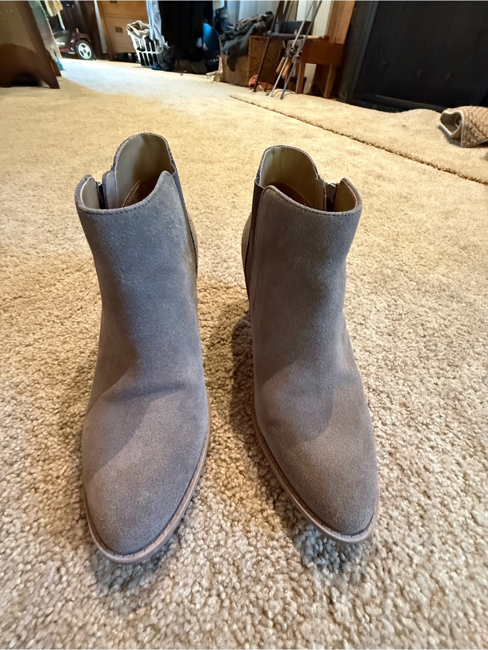 Vionic Taupe Suede Pointed Ankle Booties